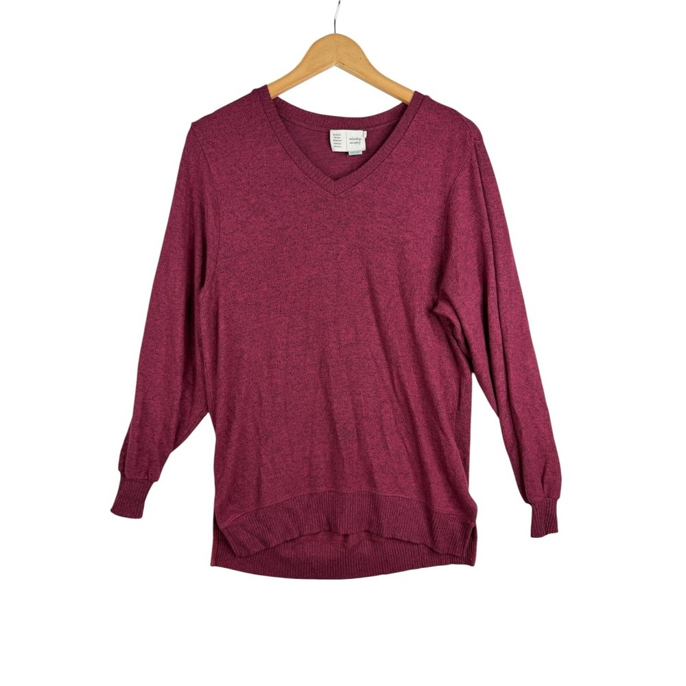 Anthropologie Saturday Sunday V-neck Knit Long Sleeve Sweater size XS Red